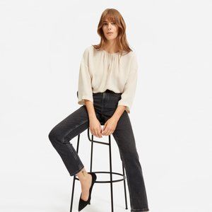 Everlane oat nude shirred cupro blouse